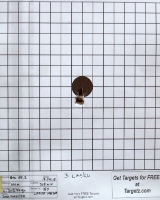 win .308/ Lapua Mega 9,7g/ Norma-202 2,85g/ COL 65,2